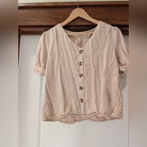 Women's Cream Button-Up Top
